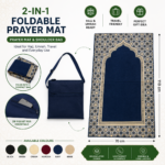 Portable Foldable Prayer Mat with Shoulder Bag & Zip Pocket – Ideal for Hajj & Umrah (110 × 70 cm)