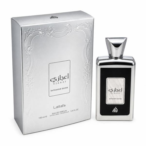 Lattafa, Ejaazi Intensive Silver, Lattafa Perfume, Arabic Perfume, Oriental Perfume, Men’s Perfume, Eau de Parfum, 100ml Perfume, UAE Perfume, Fragrance Gift