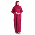 Oriental Trade Women's Plain Abaya Prayer Modest Muslim Dress, One Size, Jersey Fabric Maroon