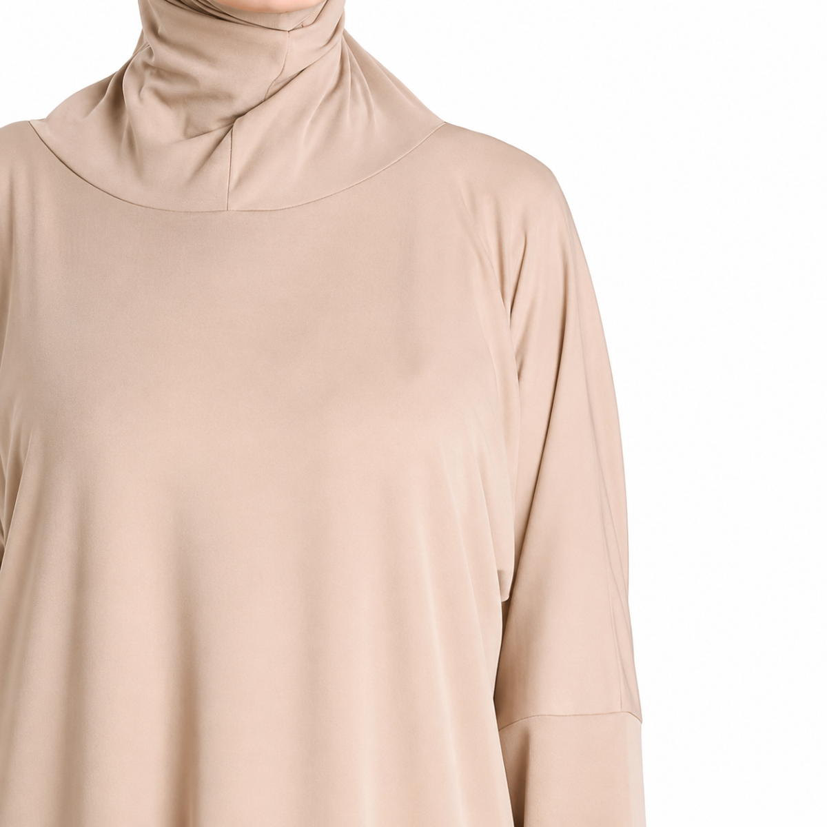 Oriental Trade Women's Plain Abaya Prayer Modest Muslim Dress, One Size, Jersey Fabric beige