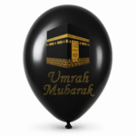Umrah mubarak decorations set with balloons and banner