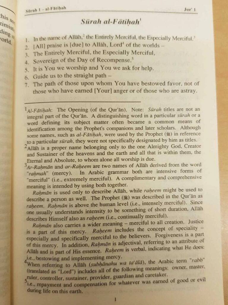 Saheeh International English Meanings Notes