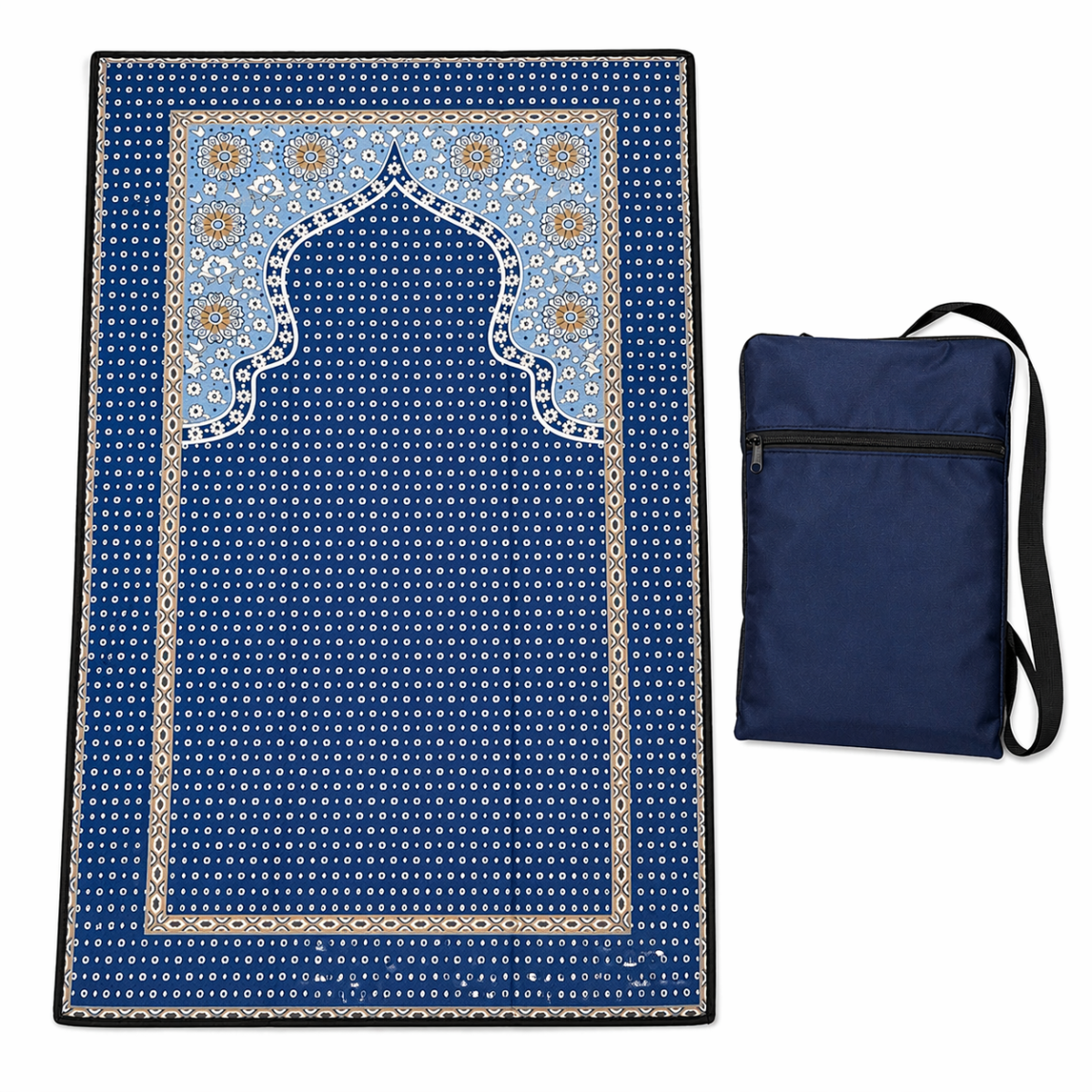 Portable Foldable Prayer Mat with Shoulder Bag & Zip Pocket – Ideal for Hajj & Umrah (110 × 70 cm) - Image 6