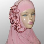 Fancy Two pieces Flower Hijab Head wear cover scarf Islamic dress High Quality