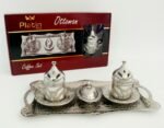 Turkish coffee set for 2 People (10 pcs) set with tray silver Colour gift