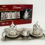 Turkish coffee set for 2 People (10 pcs) set with tray silver Colour gift