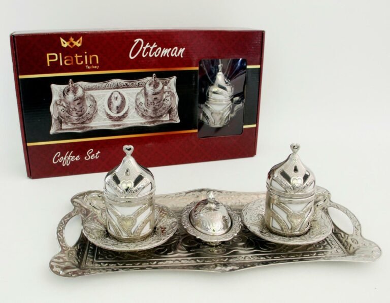 Turkish coffee set with tray silver Colour gift 2 persons