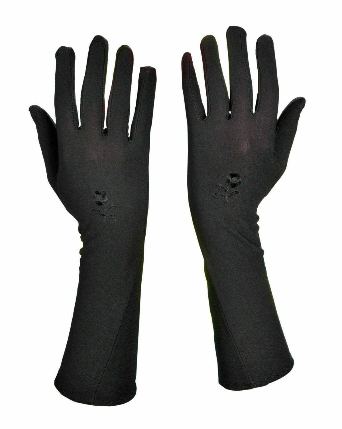 Long Full Finger Gloves Hand Cover Ladies Colour: Beige & Black Evening Opera - Image 1