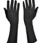 Long Full Finger Gloves Hand Cover Ladies Colour: Beige & Black Evening Opera