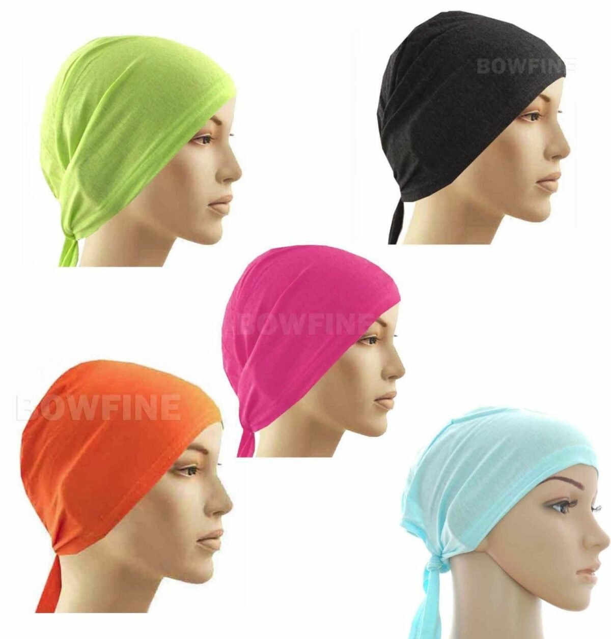 3 x Tie Back Bonnet stretchy comfy turlu material reusable re washable many colours used as: Hair band, Hat. - Image 3