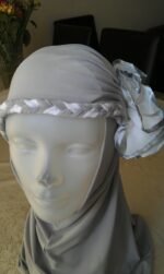 Fancy Two pieces Flower Hijab Head wear cover scarf Islamic dress High Quality - Image 3