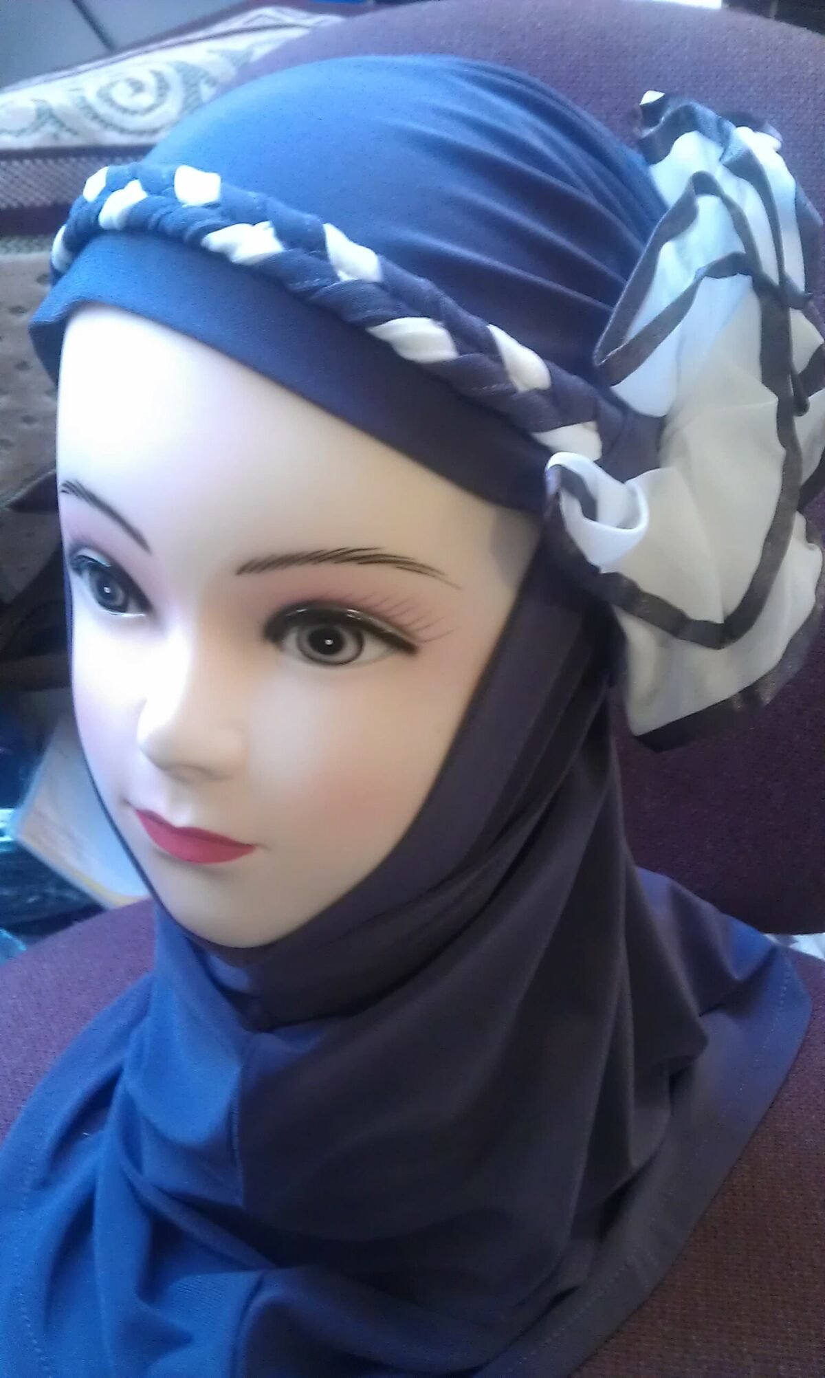 Fancy Two pieces Flower Hijab Head wear cover scarf Islamic dress High Quality - Image 24
