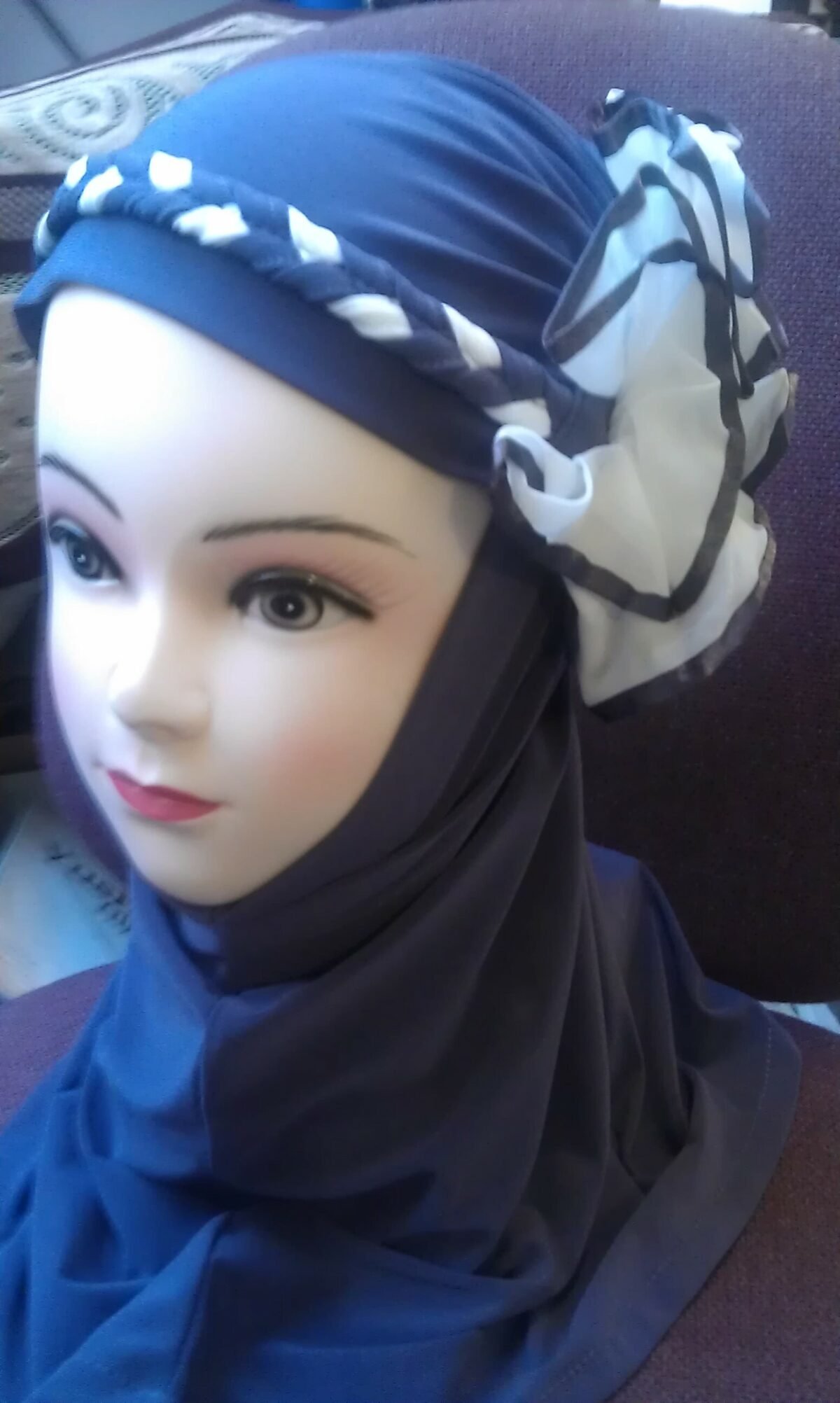 Fancy Two pieces Flower Hijab Head wear cover scarf Islamic dress High Quality - Image 25