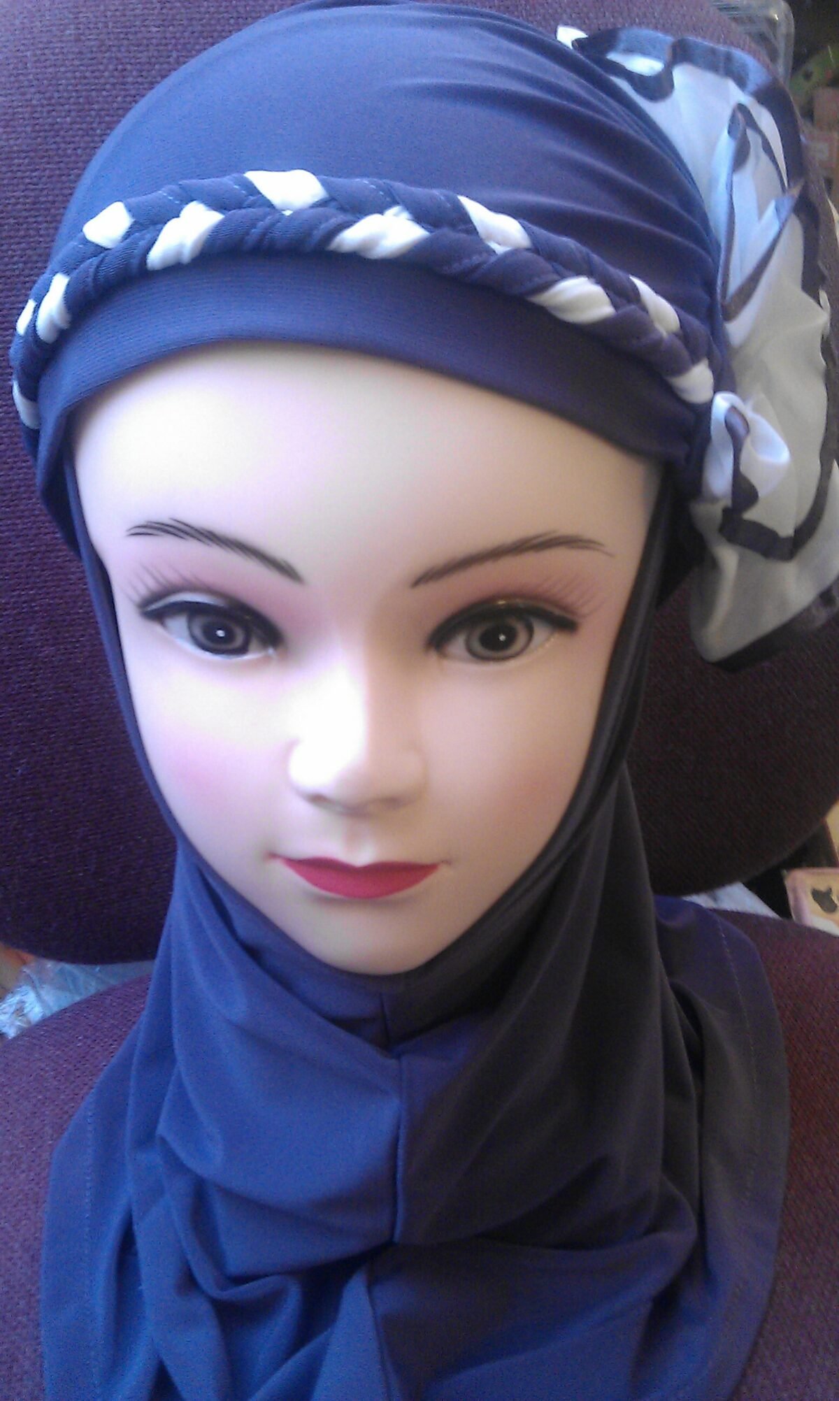 Fancy Two pieces Flower Hijab Head wear cover scarf Islamic dress High Quality - Image 26