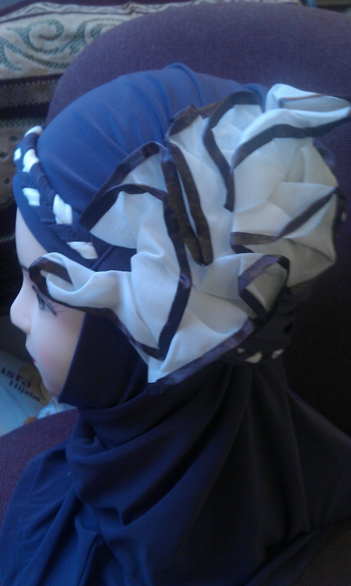 Fancy Two pieces Flower Hijab Head wear cover scarf Islamic dress High Quality - Image 28