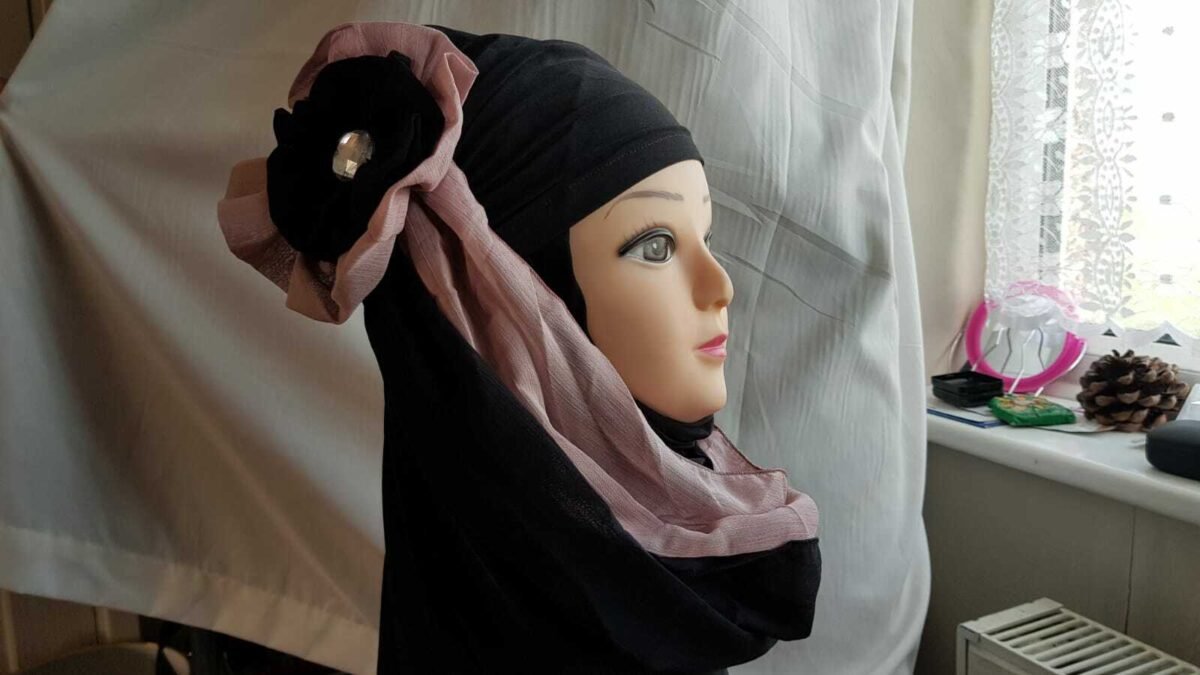 Fancy Two pieces Flower Hijab Head wear cover scarf Islamic dress High Quality - Image 2