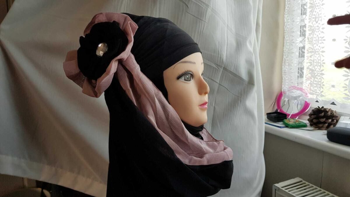 Fancy Two pieces Flower Hijab Head wear cover scarf Islamic dress High Quality - Image 10