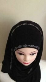 Fancy Kuwaiti Beaded one piece Hijab with shawl Head wear cover scarf Islamic dress High Quality - Image 3