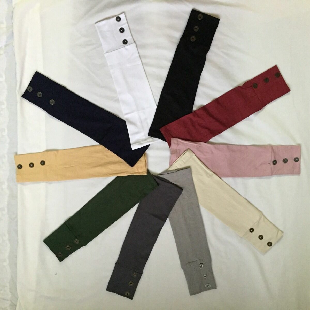 1 set Elegant 2 pieces Sleeves with buttons stretchy Cotton Turlu ( no bubbles) Arm nice colours, Women - Image 3