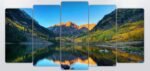 5 pcs very beautiful wood frame size 100 x 50cm Lake between mountain no holes no drilling RRP 50 pound - Image 2