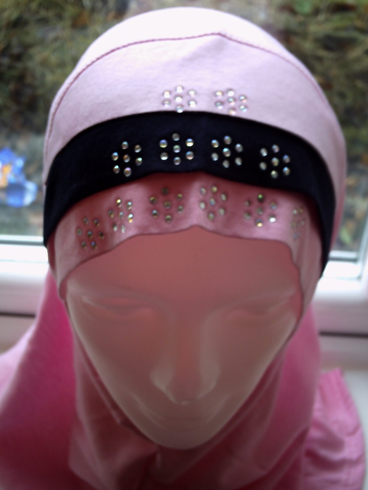 Fancy 1 piece Beautiful Quality children Medium Hijab with 3 layers and beads Head cover scarf - Image 3