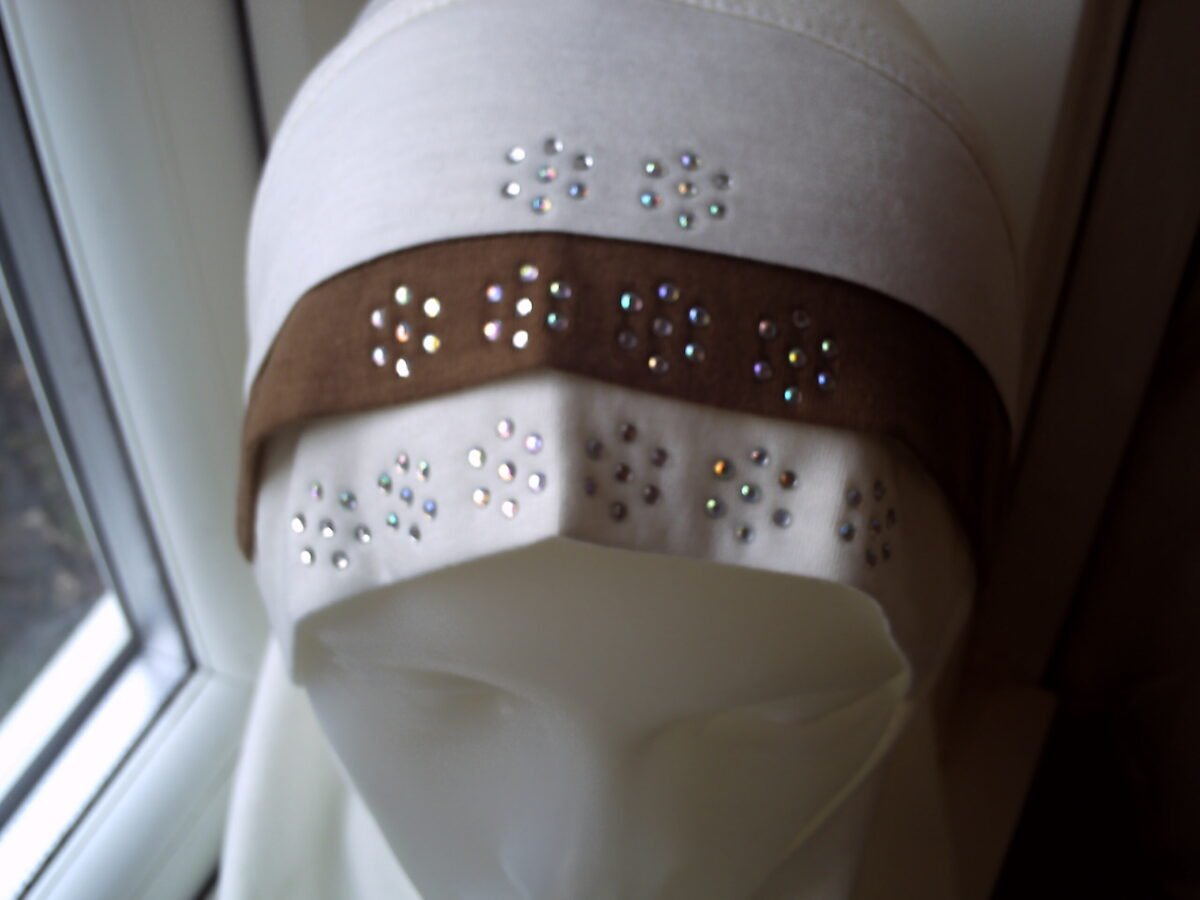 Fancy 1 piece Beautiful Quality children Medium Hijab with 3 layers and beads Head cover scarf - Image 7