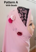 Fancy 1 piece Beautiful Quality Children kids Medium Hijab with flowers and beads Head cover scarf - Image 3
