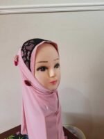 Fancy 1 piece Beautiful Quality Children kids Medium Hijab with flowers and beads Head cover scarf - Image 4