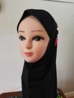 Fancy 1 piece Beautiful Quality Children kids Medium Hijab with flowers and beads Head cover scarf - Image 6