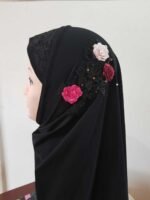 Fancy 1 piece Beautiful Quality Children kids Medium Hijab with flowers and beads Head cover scarf - Image 8