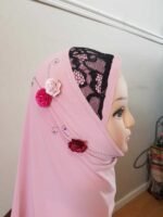 Fancy 1 piece Beautiful Quality Children kids Medium Hijab with flowers and beads Head cover scarf - Image 10