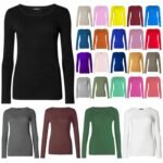 2x Tops Quality Body stretchy Top Long Sleeves Plain casual T-shirt high neck