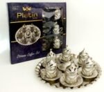 Turkish 6 People coffee set with tray silver Colour gift
