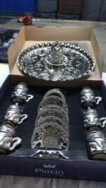 Turkish 6 People coffee set with tray silver Colour gift - Image 2