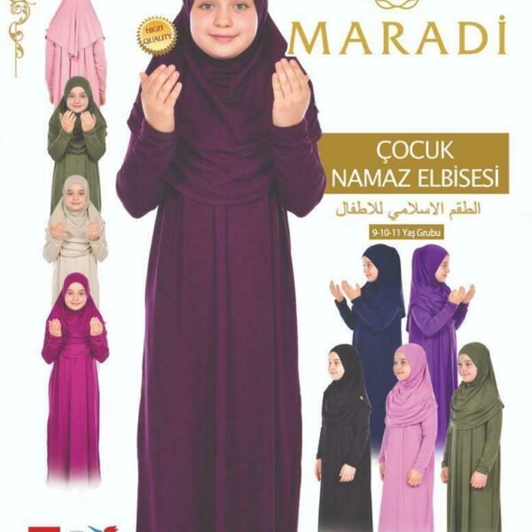 Quality girls Abaya prayer cloth 1pc 8-12 years old connected scarf plain