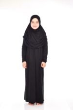 Quality girls Abaya prayer cloth 1pc 8-12 years old connected scarf plain - Image 3