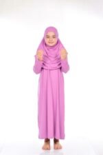 Quality girls Abaya prayer cloth 1pc 8-12 years old connected scarf plain - Image 4