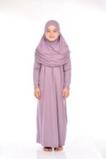 Quality girls Abaya prayer cloth 1pc 8-12 years old connected scarf plain - Image 6