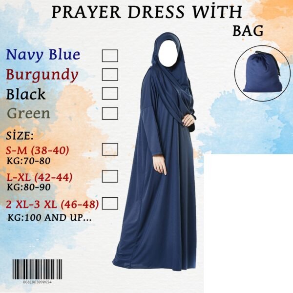 Plain full Lady Abaya prayer cloth Jilbab with scarf & sleeve made in turkey