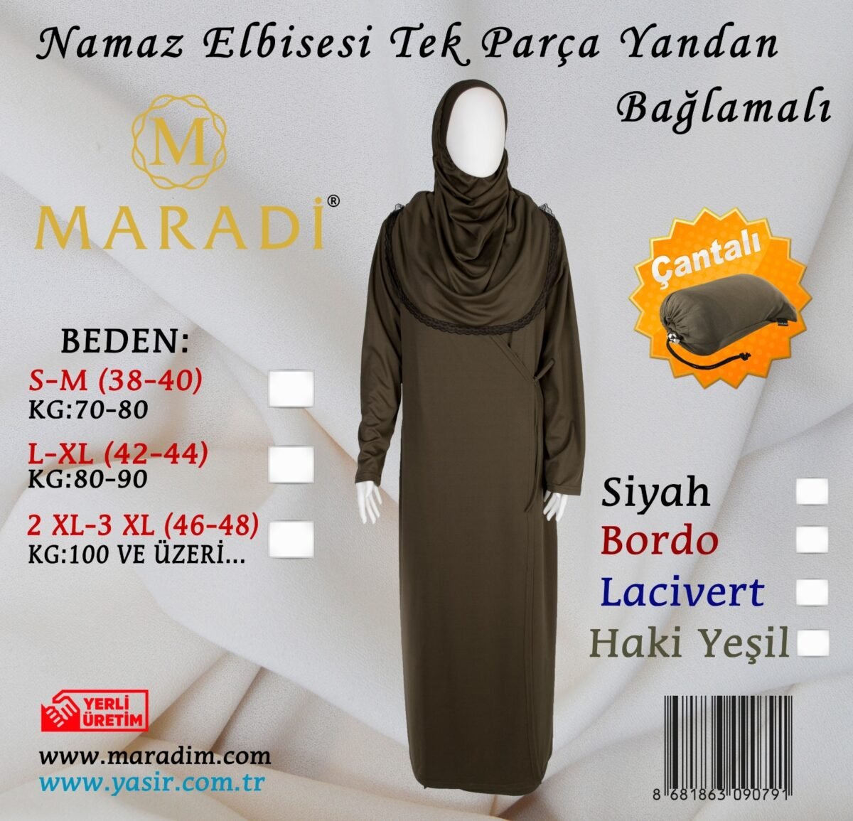 Plain full Lady Abaya prayer cloth Jilbab with scarf & sleeve made in turkey - Image 4