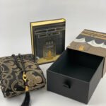 Quality mini Quran with a Black prayer mat and Tasbeeh in Kabaa shape box