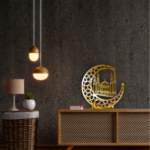 Eid Mubarak Wooden Crescent Hilal Ornament for Home Decoration, ​the Islamic celebration