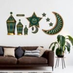 Set of 11 pieces, 2 Crescents, 4 Lanterns, 4 Stars, Wall Clock Wooden Wall Ramadan / Eid Decorations, Islamic Celebration - Image 5
