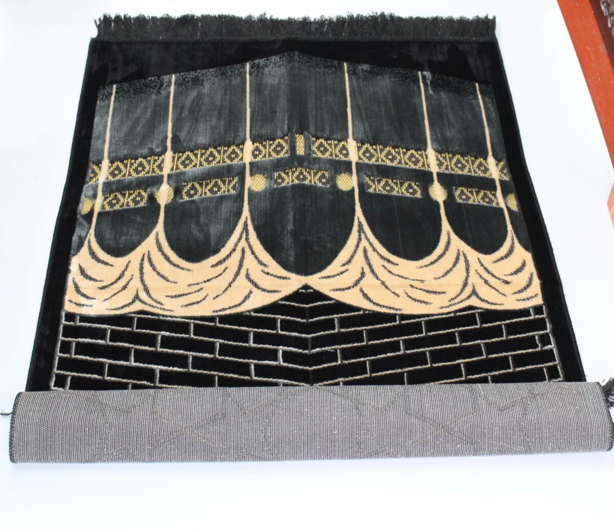 Premium Islamic prayer mat rug, janamaz, Salat mat Kaba design for gift, Turkish - Image 1