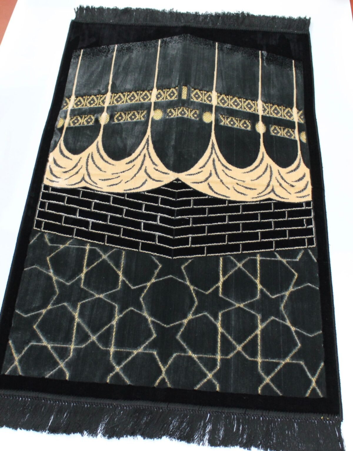 Premium Islamic prayer mat rug, janamaz, Salat mat Kaba design for gift, Turkish - Image 3