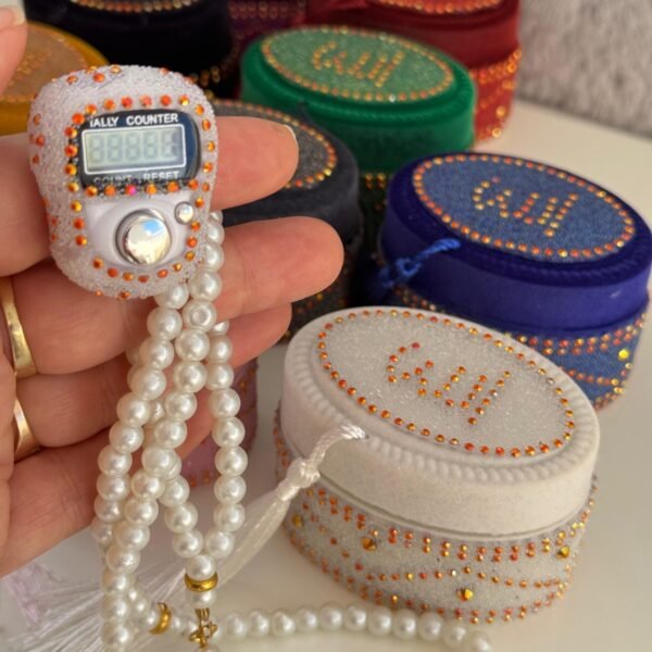2x Fancy Tasbeeh & Finger masbaha in velvet Gift Boxes wedding engagement