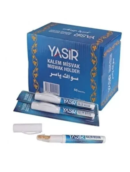 2 Pieces Yasir Miswak Natural Toothbrush Stick Siwak with Hygienic holder Turkey