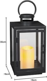 Black Metal Lantern 30cm with TruGlow® LED Candle – Elegant Indoor Decorative Light - Image 2