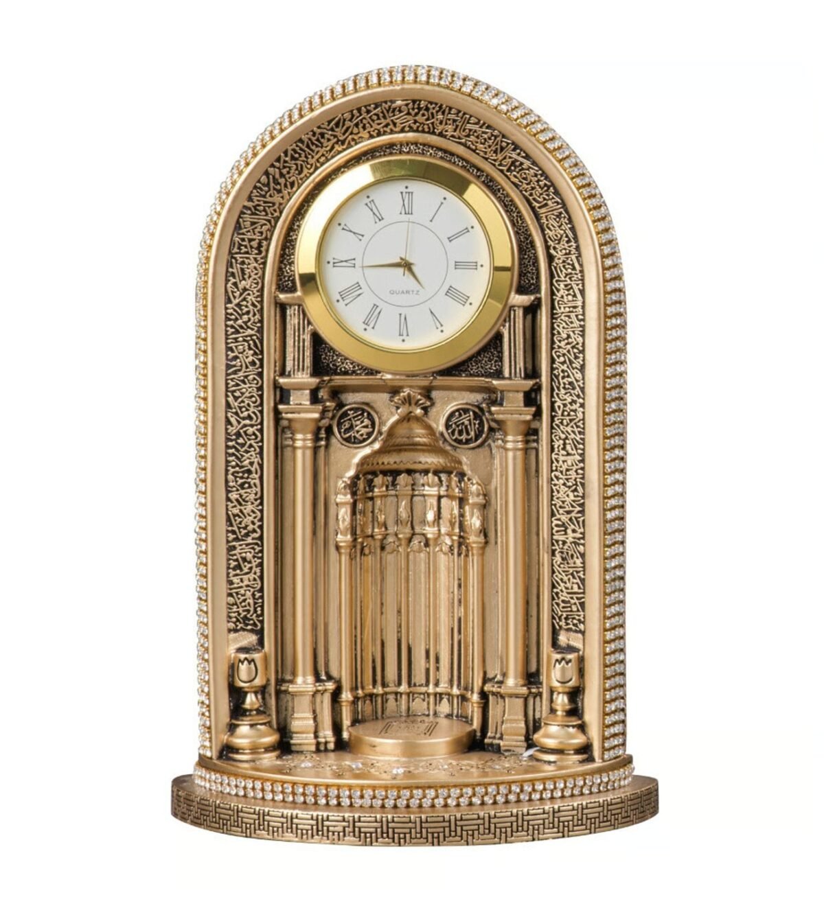 Mehrab Clock – Ayat al-Kursi Model | Silver & Gold Islamic Ornament Gift - Image 1
