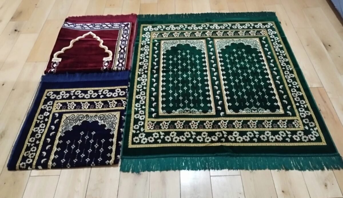 2 person Turkish prayer mat navy Islamic janamaz rug